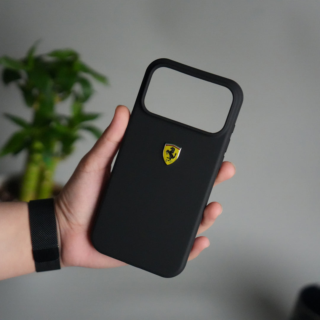 iPhone 17 Pro Sports Car Logo Liquid Silicone Case Cover