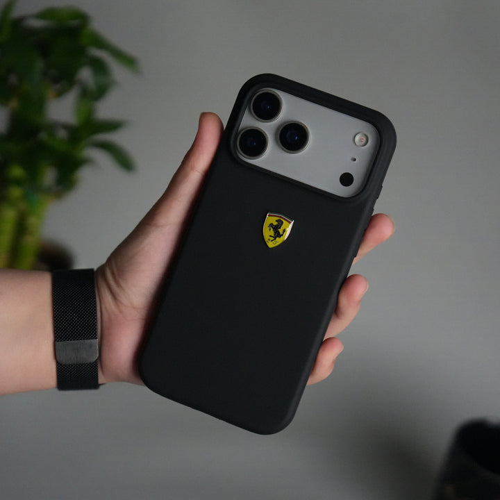 iPhone 17 Pro Sports Car Logo Liquid Silicone Case Cover