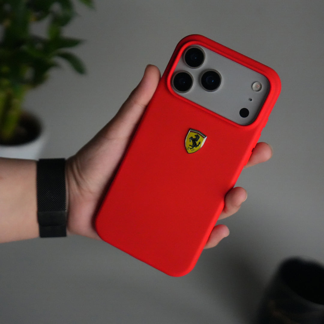iPhone 17 Pro Sports Car Logo Liquid Silicone Case Cover