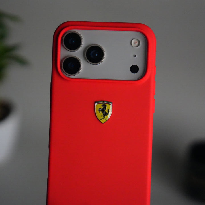 iPhone 17 Pro Sports Car Logo Liquid Silicone Case Cover