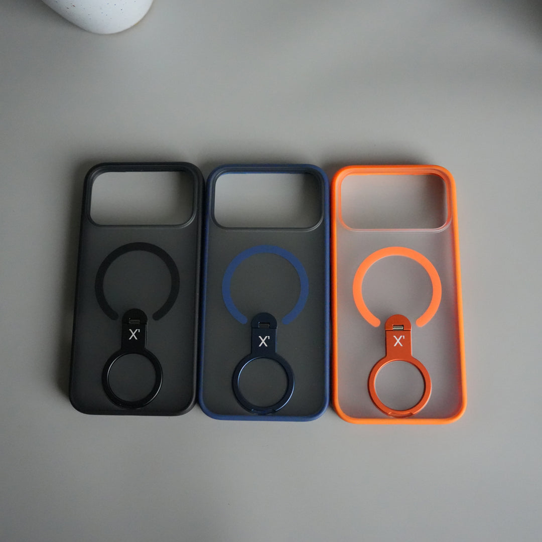 iPhone 17 Pro Magnetic Ring Stand Case | Frosted Shockproof Back Cover with Metal Kickstand & MagSafe Support