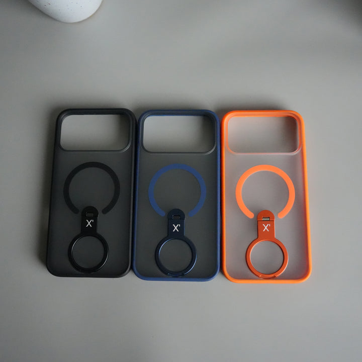 iPhone 17 Pro Magnetic Ring Stand Case | Frosted Shockproof Back Cover with Metal Kickstand & MagSafe Support