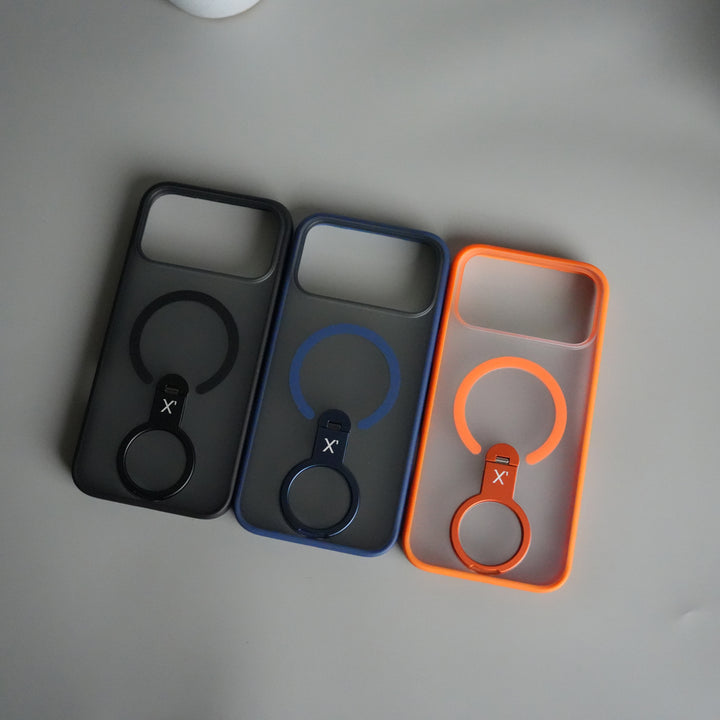 iPhone 17 Pro Magnetic Ring Stand Case | Frosted Shockproof Back Cover with Metal Kickstand & MagSafe Support