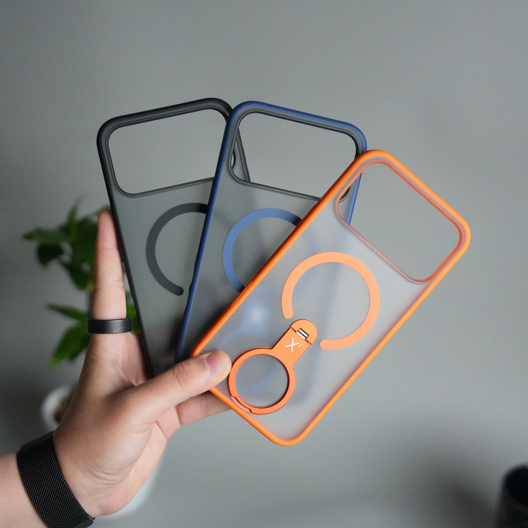iPhone 17 Pro Magnetic Ring Stand Case | Frosted Shockproof Back Cover with Metal Kickstand & MagSafe Support