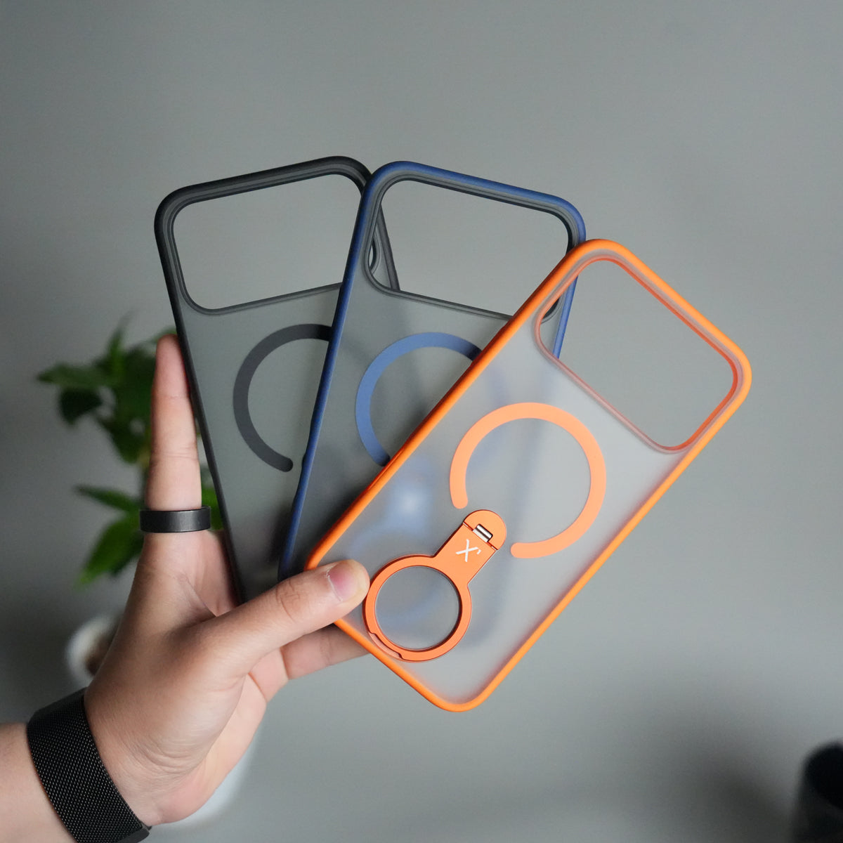iPhone 18 Series Magnetic Ring Stand Case | Frosted Shockproof Back Cover with Metal Kickstand & MagSafe Support