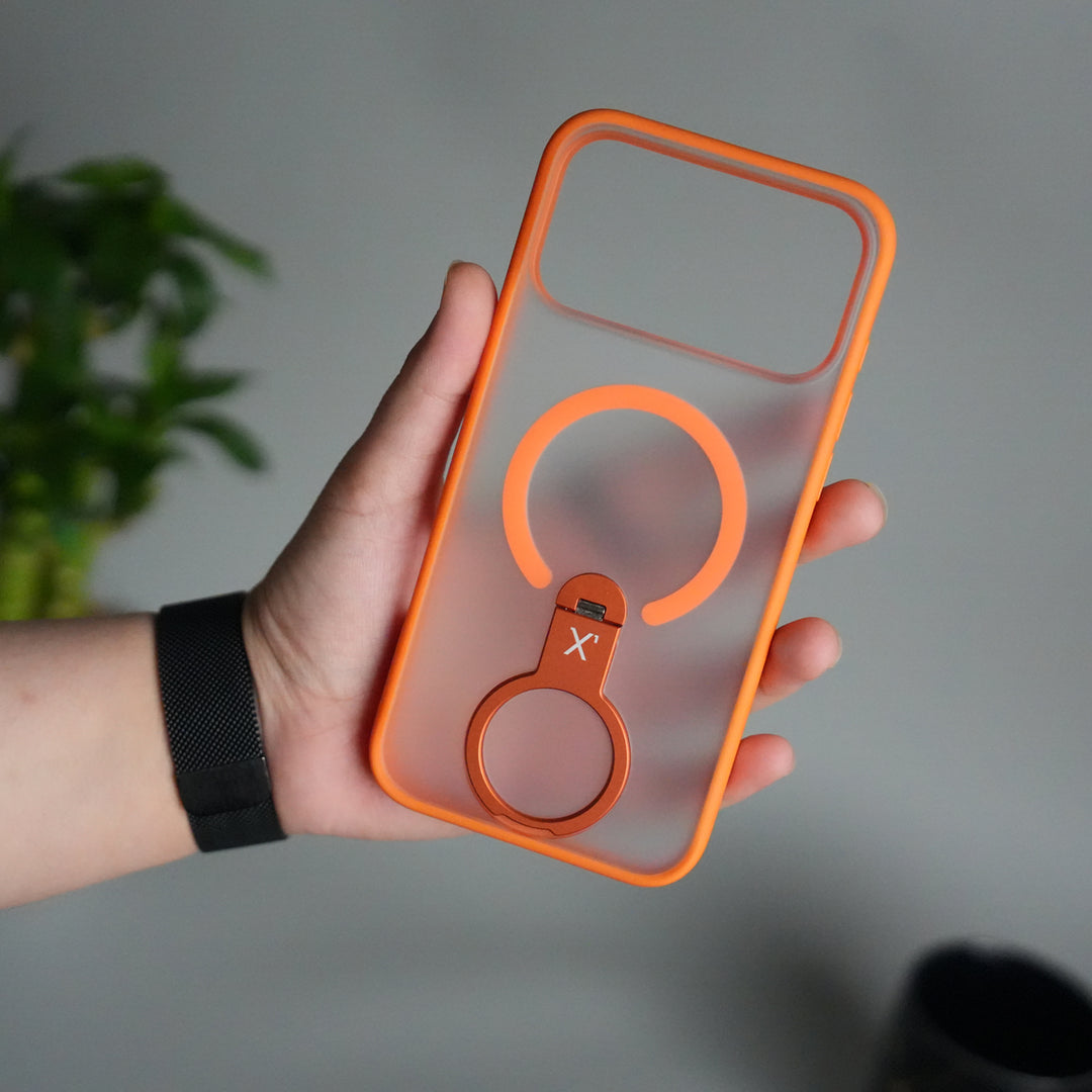 iPhone 17 Pro Magnetic Ring Stand Case | Frosted Shockproof Back Cover with Metal Kickstand & MagSafe Support