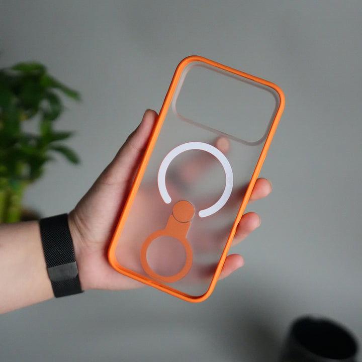 iPhone 17 Pro Magnetic Ring Stand Case | Frosted Shockproof Back Cover with Metal Kickstand & MagSafe Support