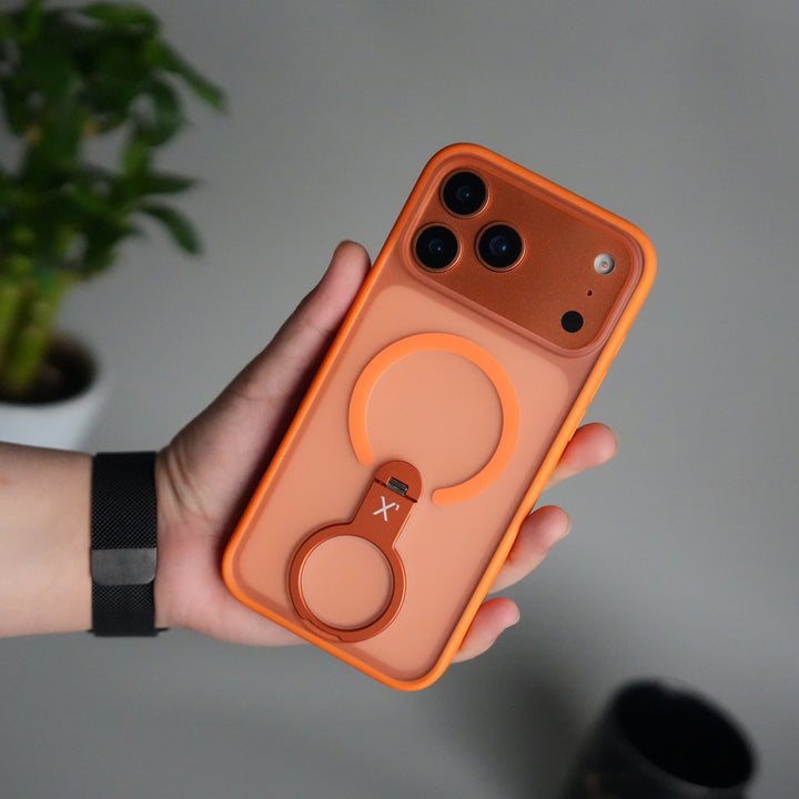 iPhone 17 Pro Magnetic Ring Stand Case | Frosted Shockproof Back Cover with Metal Kickstand & MagSafe Support