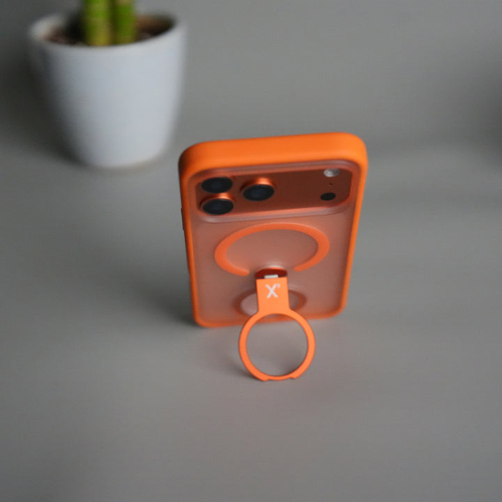 iPhone 17 Pro Magnetic Ring Stand Case | Frosted Shockproof Back Cover with Metal Kickstand & MagSafe Support