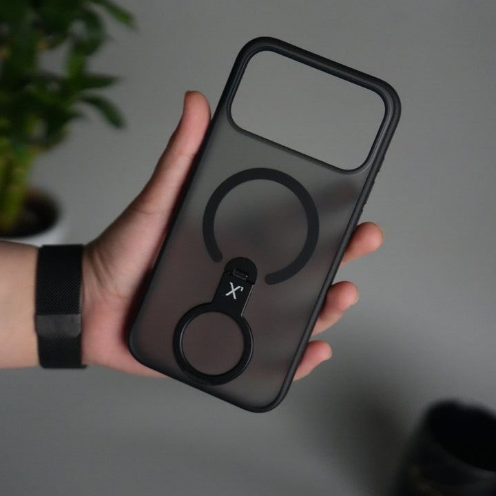 iPhone 17 Pro Magnetic Ring Stand Case | Frosted Shockproof Back Cover with Metal Kickstand & MagSafe Support