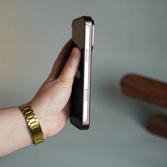 Wood Leather AeroFLex Aluminium Case for iPhone 18 Series With Rotating Stand