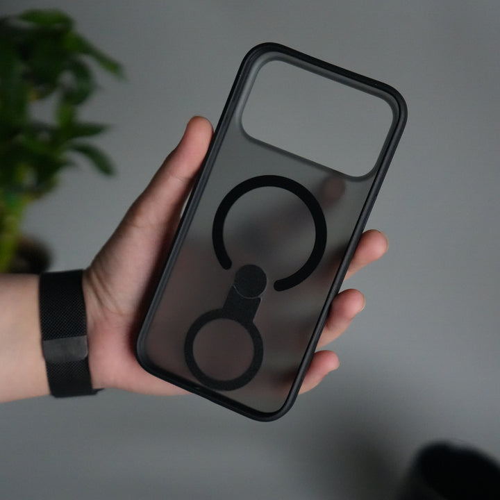 iPhone 17 Pro Magnetic Ring Stand Case | Frosted Shockproof Back Cover with Metal Kickstand & MagSafe Support