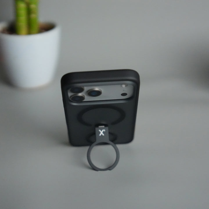 iPhone 17 Pro Magnetic Ring Stand Case | Frosted Shockproof Back Cover with Metal Kickstand & MagSafe Support