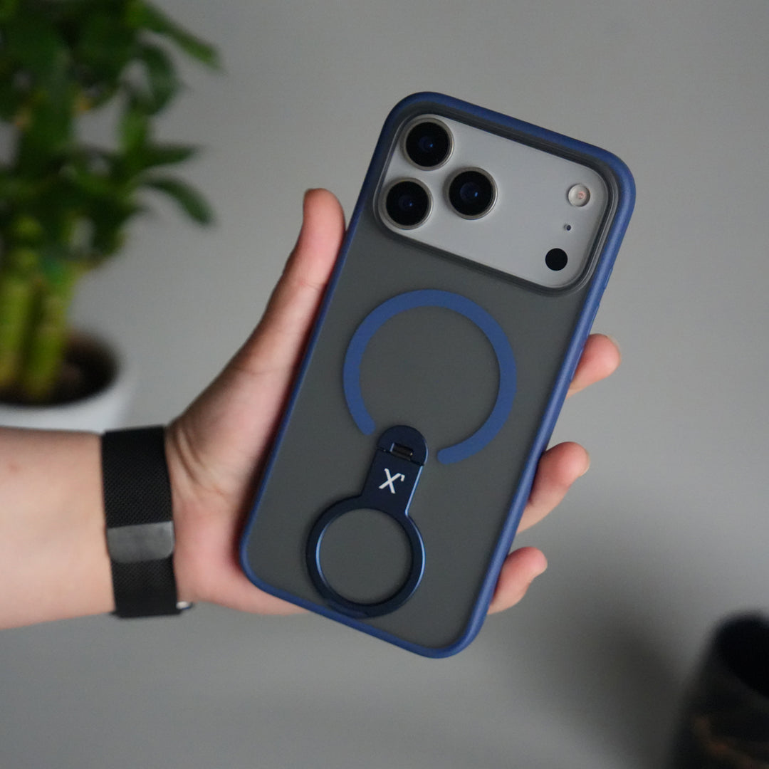 iPhone 17 Pro Magnetic Ring Stand Case | Frosted Shockproof Back Cover with Metal Kickstand & MagSafe Support