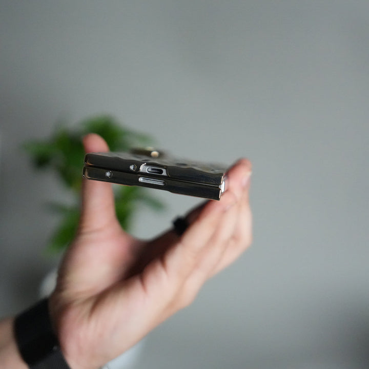 Galaxy Z Fold 7 Chrome Leopard Case | Luxury Transparent Back with Gold Frame