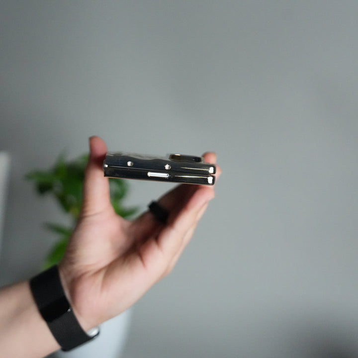 Galaxy Z Fold 7 Chrome Leopard Case | Luxury Transparent Back with Gold Frame