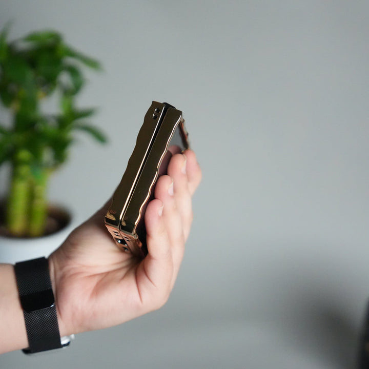 Galaxy Z Flip 7 Chrome Leopard Case | Luxury Transparent Back with Gold Frame