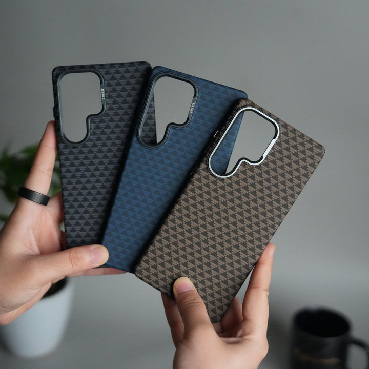 Galaxy S24 Ultra Houndstooth Pattern Case | Slim Hard Back Cover | Matte Finish Protective Case with MagSafe