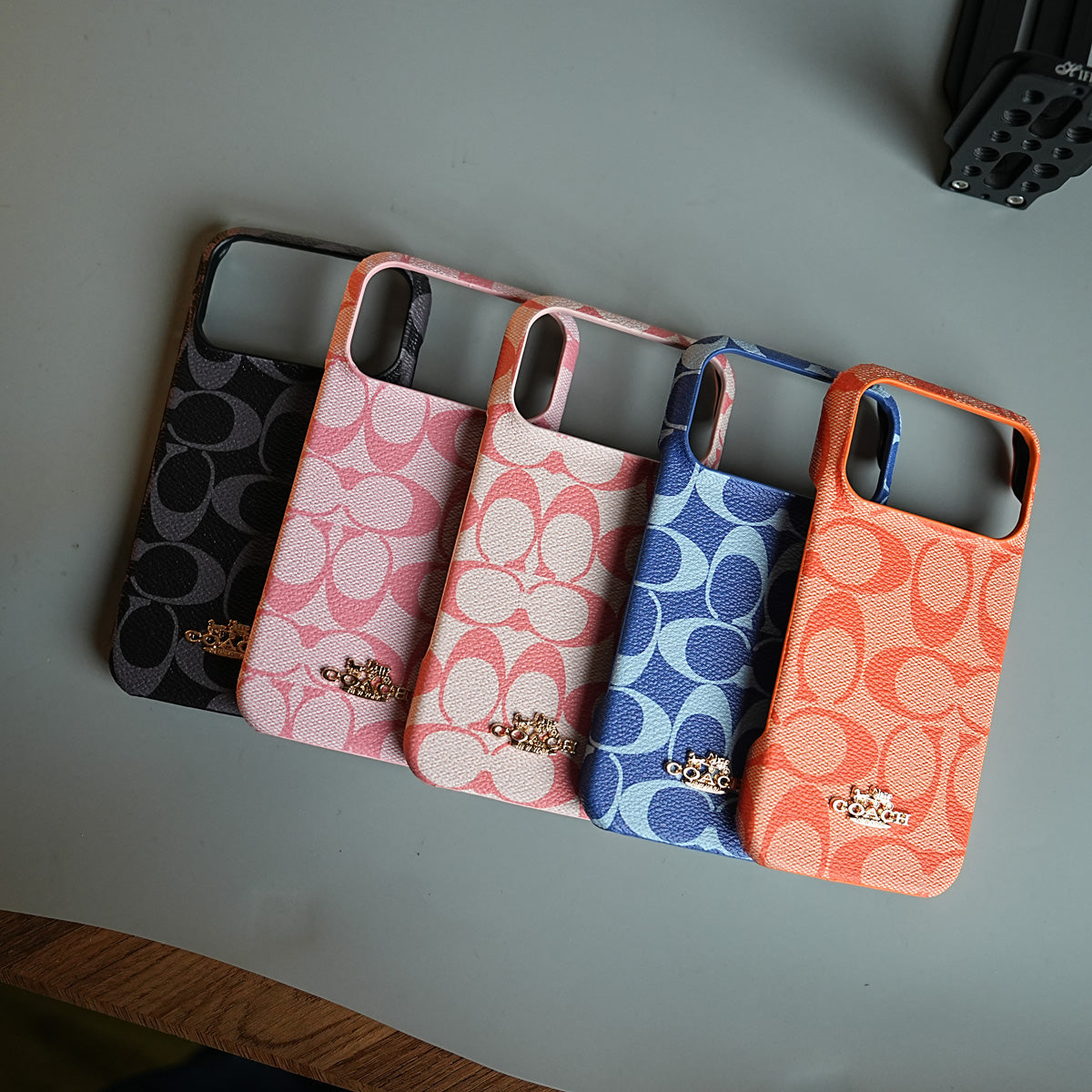 Leather Texture Pattern Case for iPhone 17 Series | Gold-Tone Logo Slim Cover