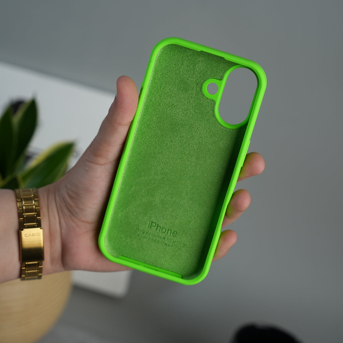 iPhone 17 Liquid Silicone Case Cover (Neon Green)