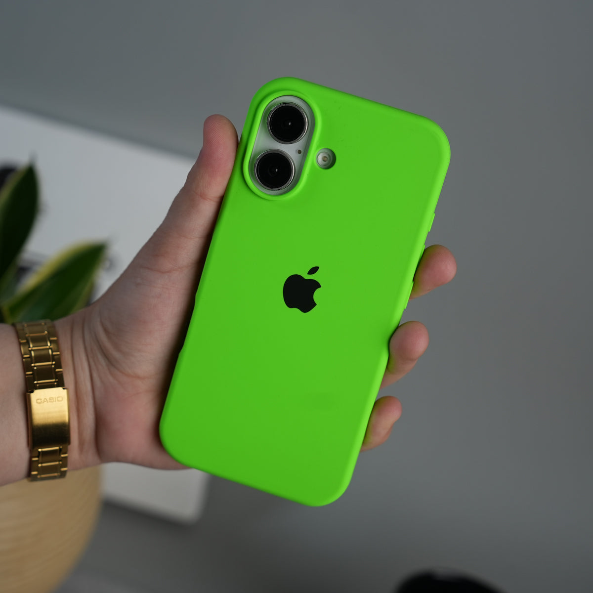 iPhone 17 Liquid Silicone Case Cover (Neon Green)