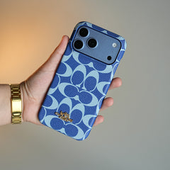 Leather Texture Pattern Case for iPhone 17 Series | Gold-Tone Logo Slim Cover