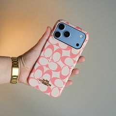 Leather Texture Pattern Case for iPhone 17 Series | Gold-Tone Logo Slim Cover