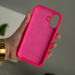 iPhone 17 Liquid Silicone Case Cover (Neon Pink)