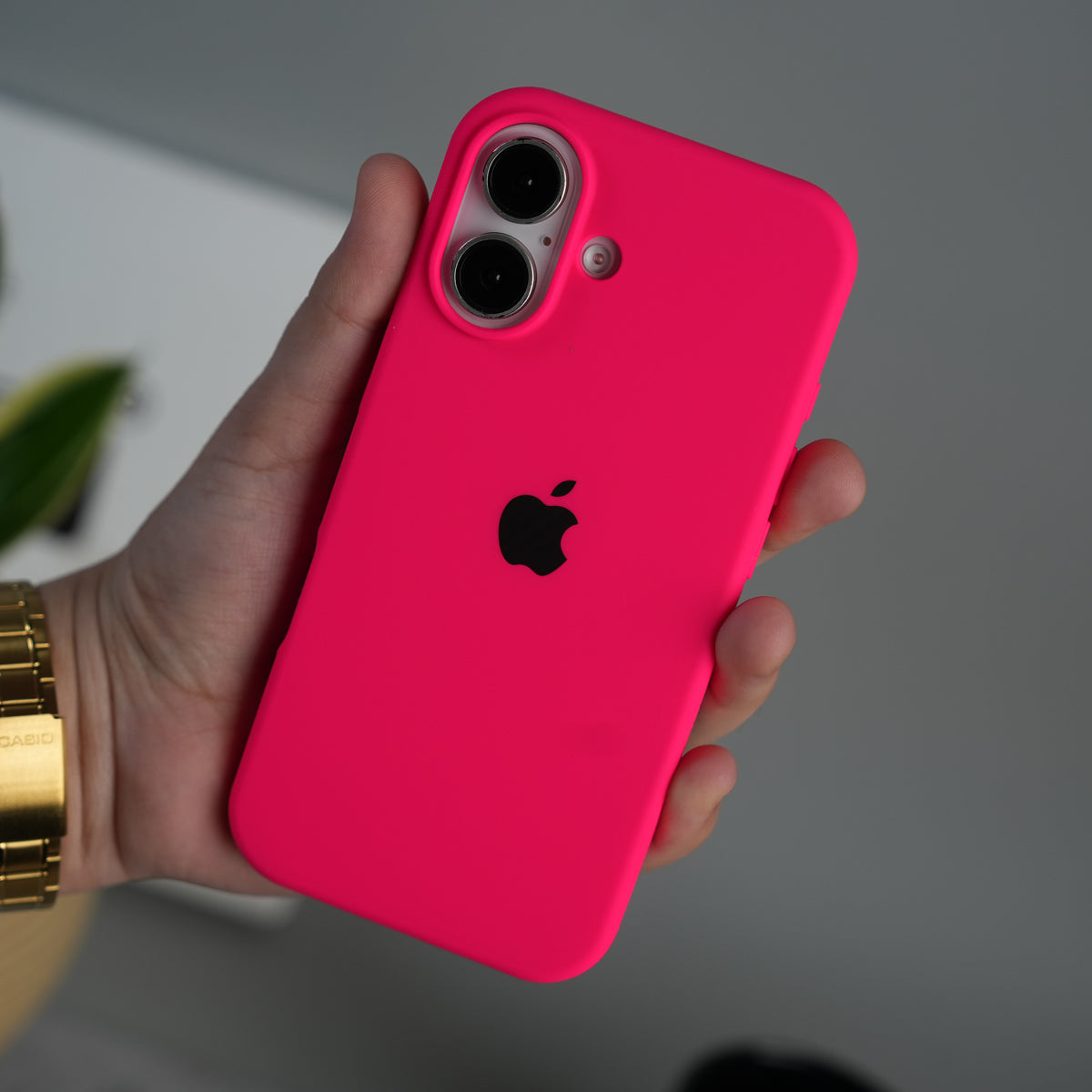 iPhone 17 Liquid Silicone Case Cover (Neon Pink)