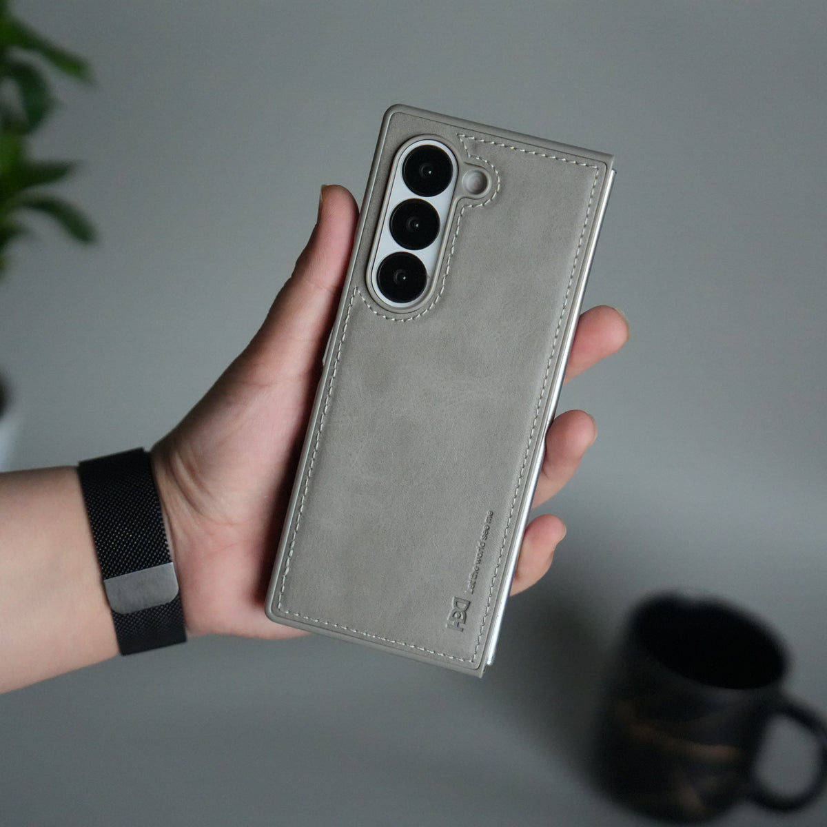 Samsung Galaxy Z Fold 5 PU Leather Case Cover (Dusty Gray)