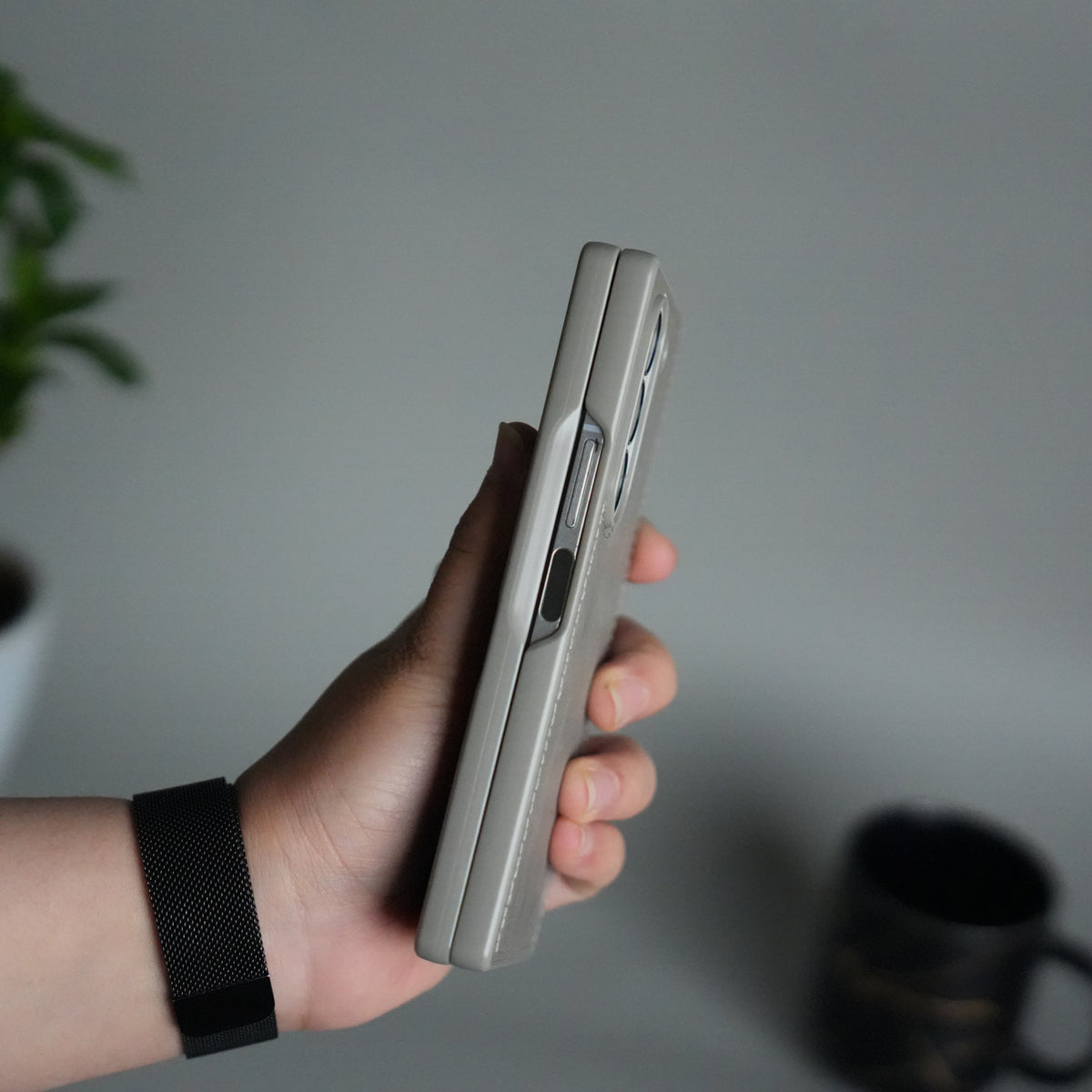 Samsung Galaxy Z Fold 5 PU Leather Case Cover (Dusty Gray)