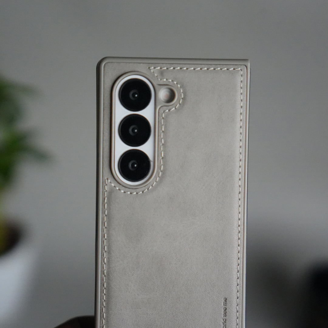 Samsung Galaxy Z Fold 6 PU Leather Case Cover (Dusty Gray)