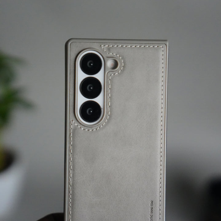 Samsung Galaxy Z Fold 6 PU Leather Case Cover (Dusty Gray)