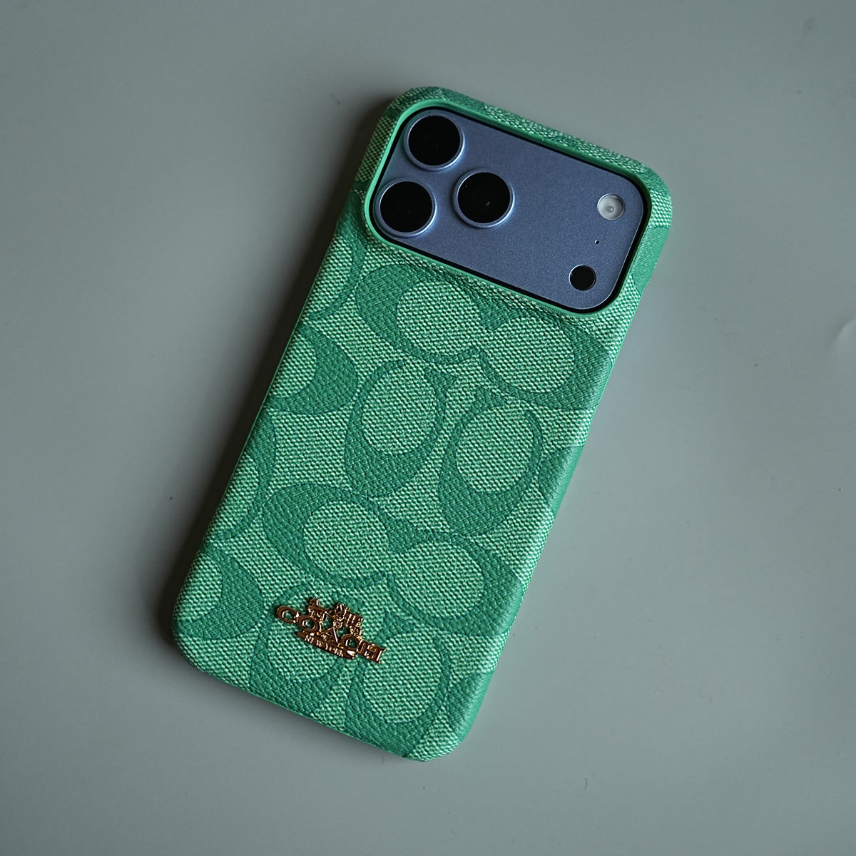 Leather Texture Pattern Case for iPhone 17 Series | Gold-Tone Logo Slim Cover