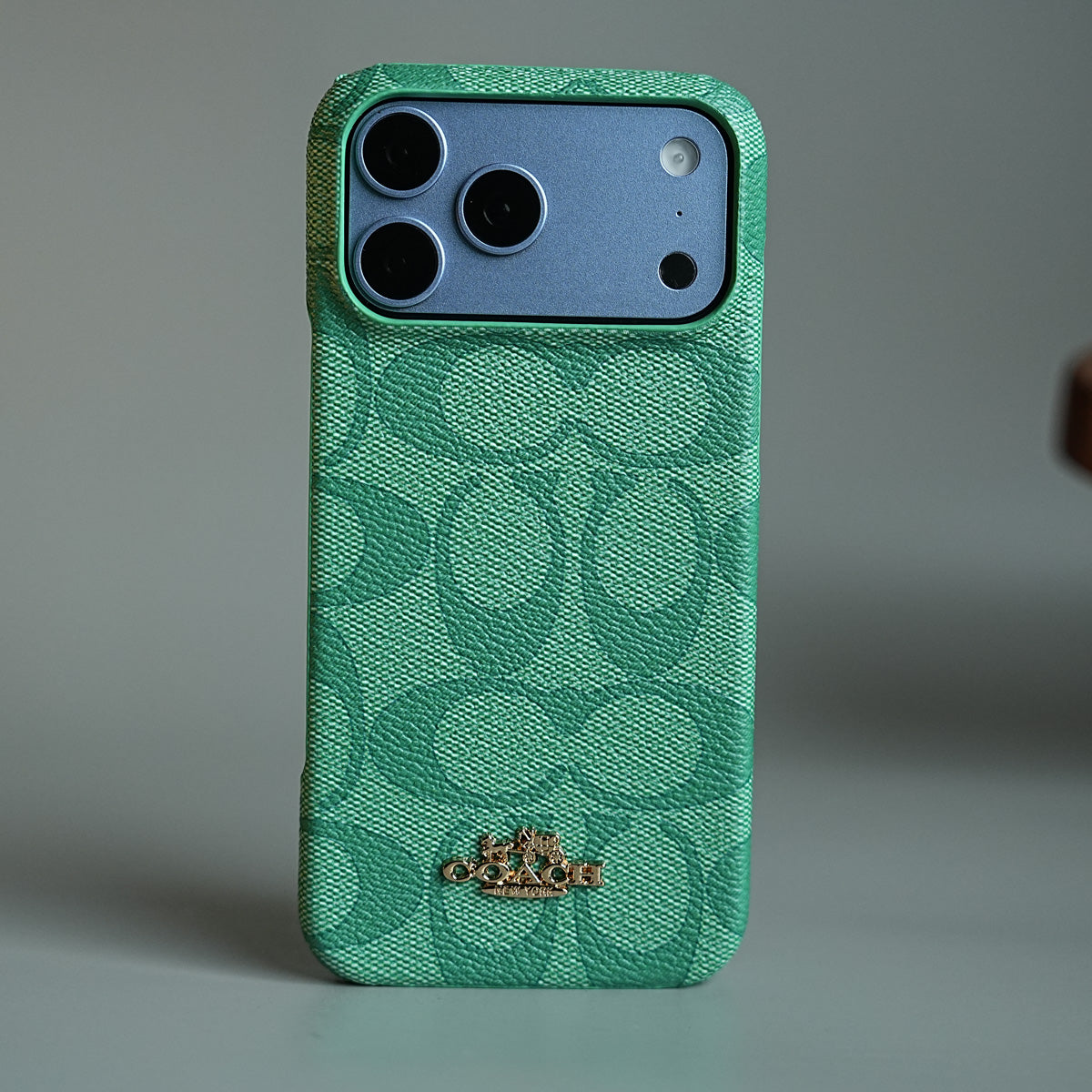 Leather Texture Pattern Case for iPhone 17 Series | Gold-Tone Logo Slim Cover