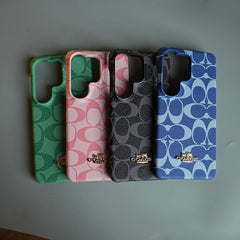 Leather Texture Pattern Case for Galaxy S26 Ultra | Gold-Tone Logo Slim Cover