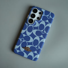 Leather Texture Pattern Case for Galaxy S26 Ultra | Gold-Tone Logo Slim Cover