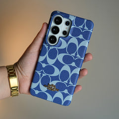 Leather Texture Pattern Case for Galaxy S26 Ultra | Gold-Tone Logo Slim Cover