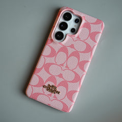 Leather Texture Pattern Case for Galaxy S26 Ultra | Gold-Tone Logo Slim Cover