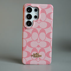 Leather Texture Pattern Case for Galaxy S26 Ultra | Gold-Tone Logo Slim Cover