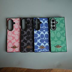 Leather Texture Pattern Case for Galaxy Z Fold 8 Ultra | Gold-Tone Logo Slim Cover