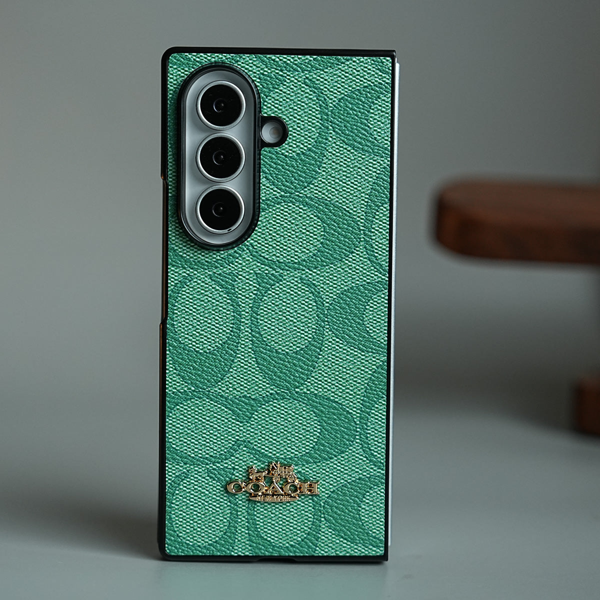 Leather Texture Pattern Case for Galaxy Z Fold 8 Ultra | Gold-Tone Logo Slim Cover