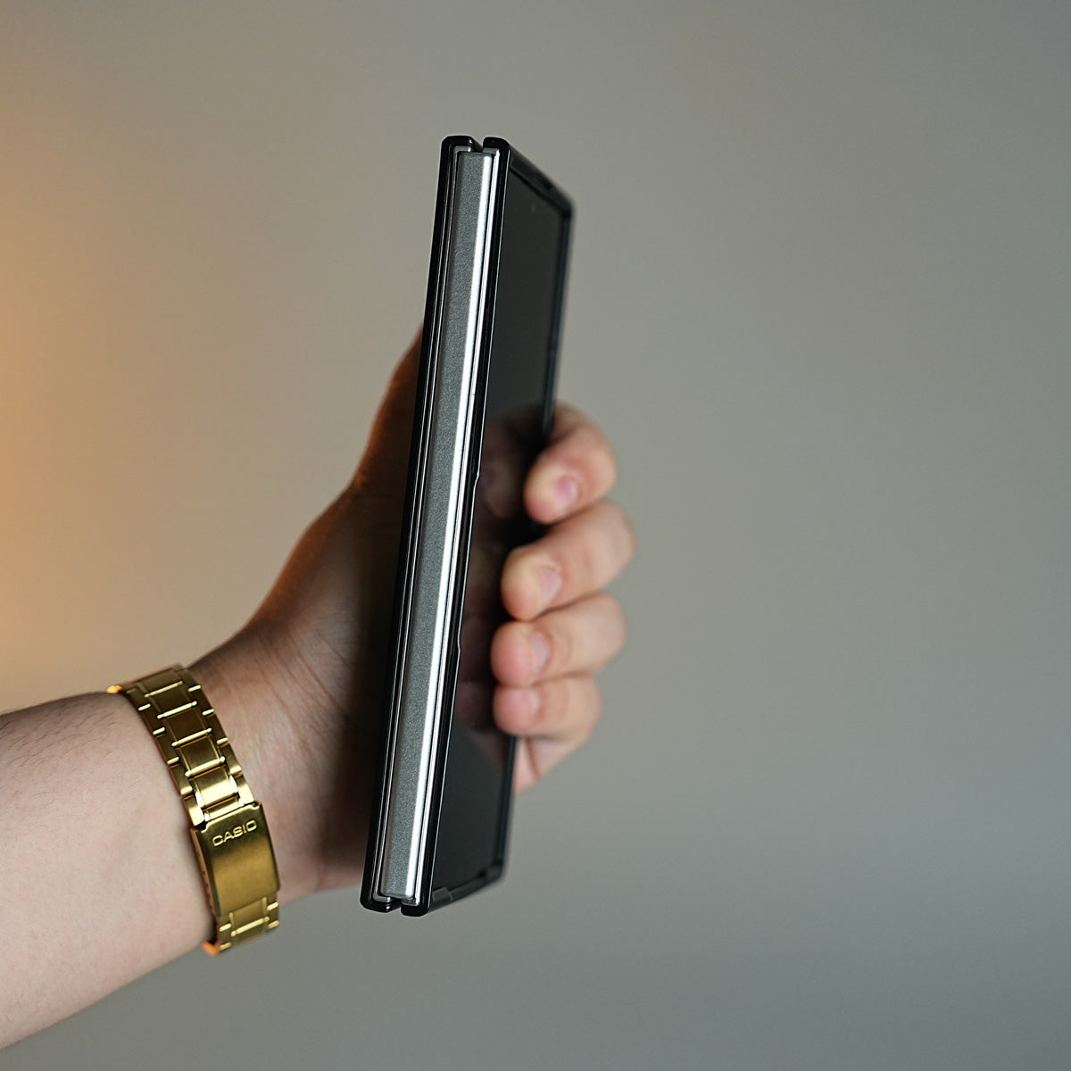 Leather Texture Pattern Case for Galaxy Z Fold 8 Ultra | Gold-Tone Logo Slim Cover