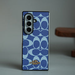 Leather Texture Pattern Case for Galaxy Z Fold 8 Ultra | Gold-Tone Logo Slim Cover