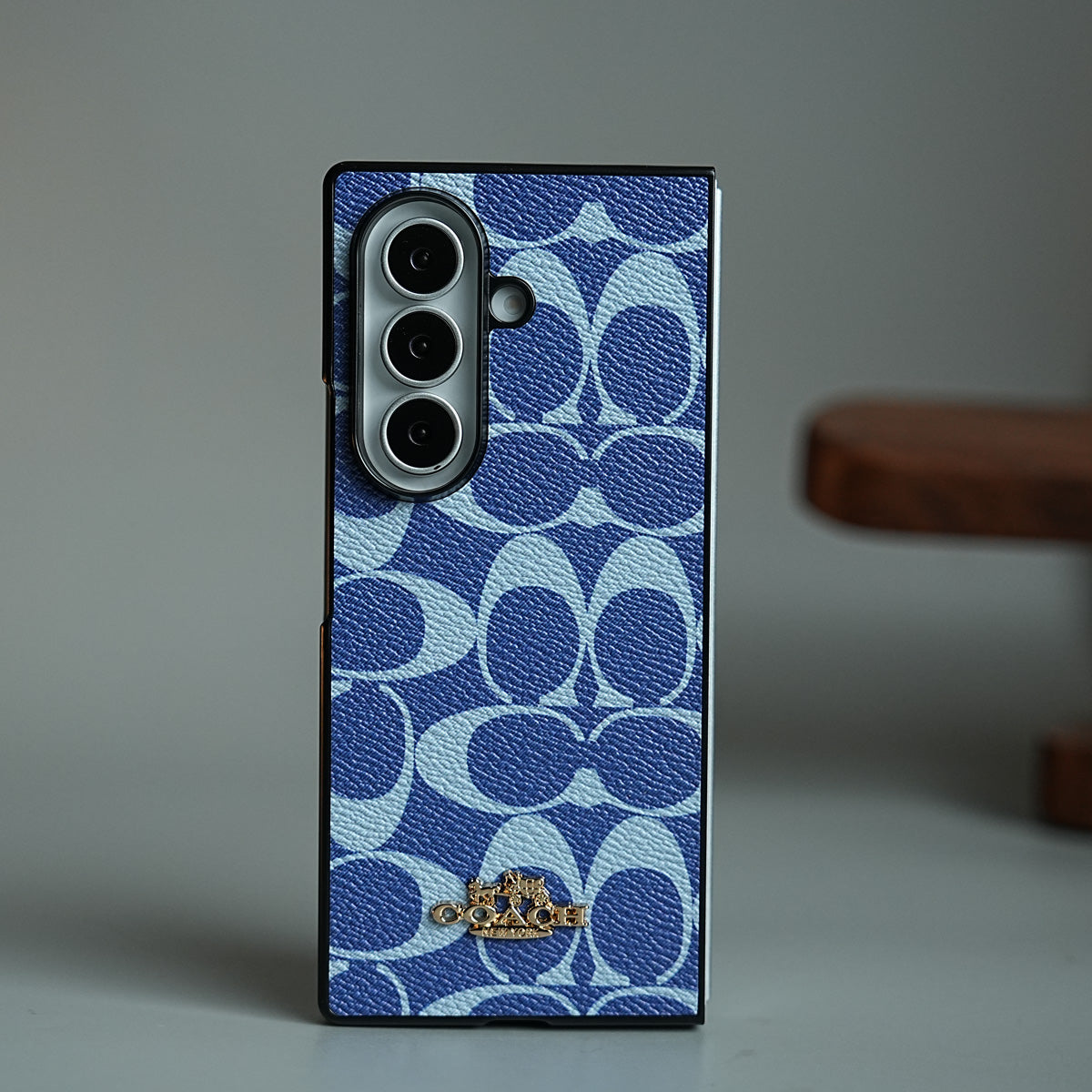 Leather Texture Pattern Case for Galaxy Z Fold 8 Ultra | Gold-Tone Logo Slim Cover