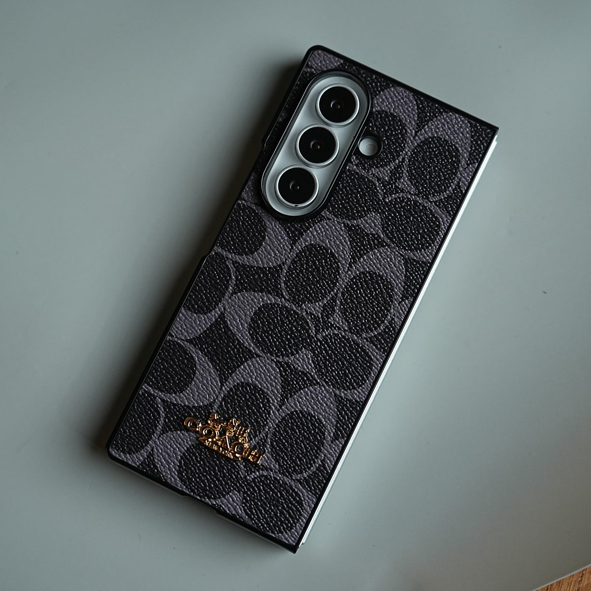 Leather Texture Pattern Case for Galaxy Z Fold 8 Ultra | Gold-Tone Logo Slim Cover
