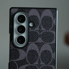 Leather Texture Pattern Case for Galaxy Z Fold 8 Ultra | Gold-Tone Logo Slim Cover
