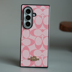 Leather Texture Pattern Case for Galaxy Z Fold 8 Ultra | Gold-Tone Logo Slim Cover