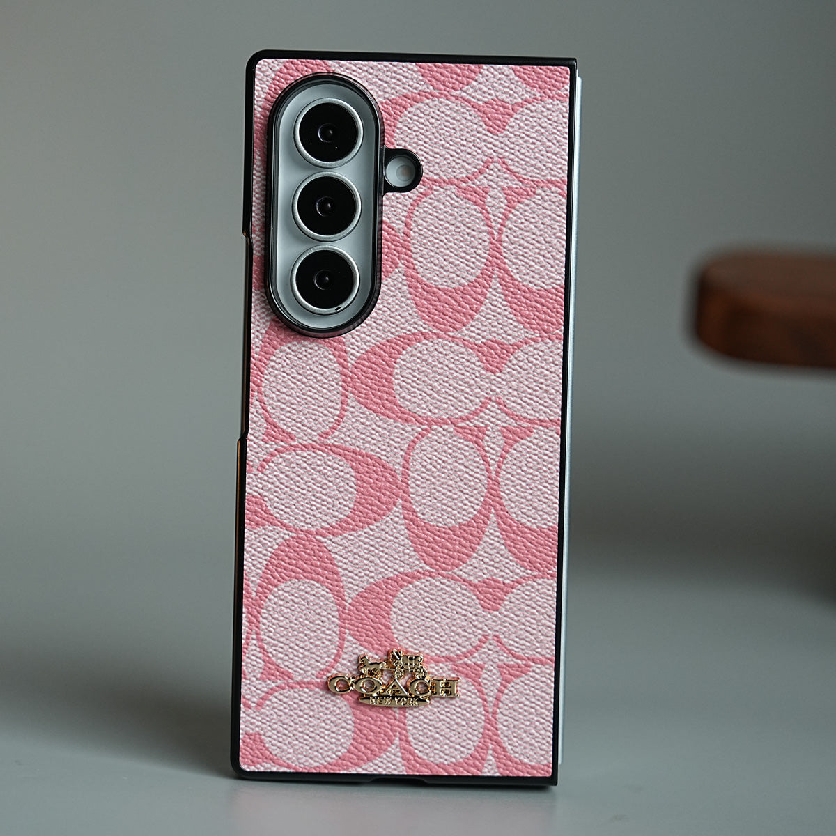 Leather Texture Pattern Case for Galaxy Z Fold 8 Ultra | Gold-Tone Logo Slim Cover