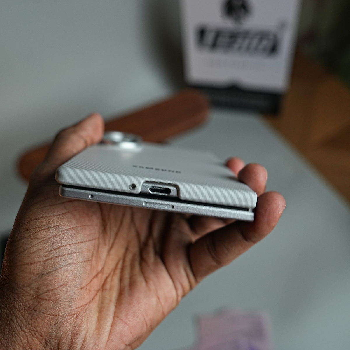Carbon Fiber Texture Magnetic Case for Galaxy Z Fold 8 | With Tempered Glass Screen Protector